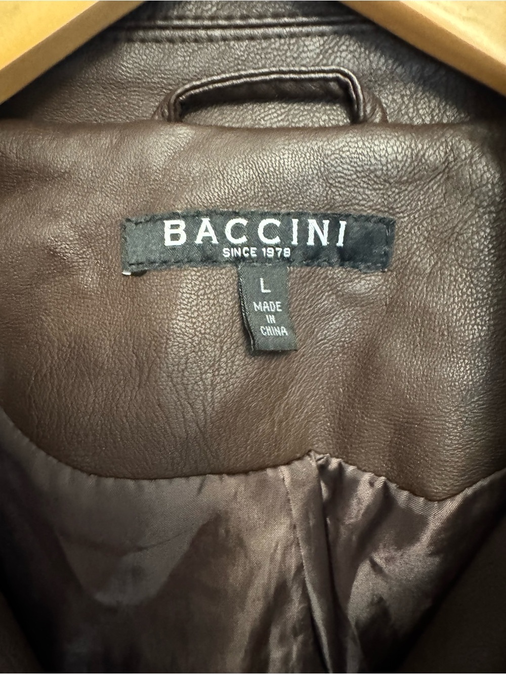 Baccini Faux Leather Zip Jacket Brown Size L - Picture 4 of 6
